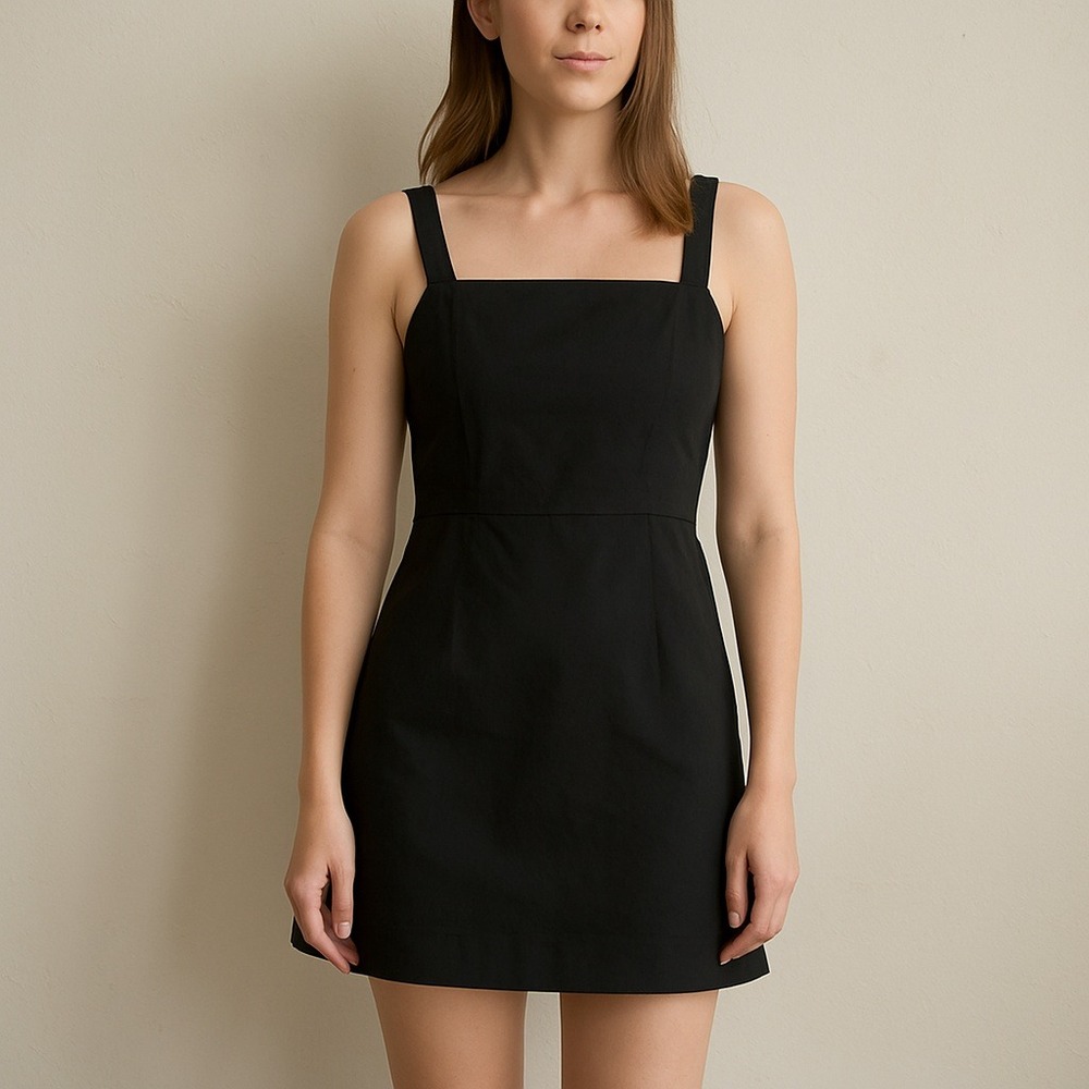 COS Black Square-Neck Mini Dress